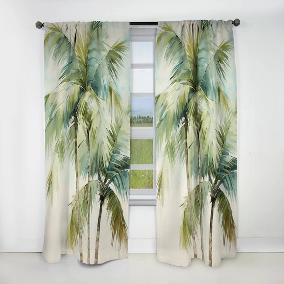 Design Art Other - NEW Design Art Set of 2 Palm Trees Blackout Print Watercolor Window Panels Drape